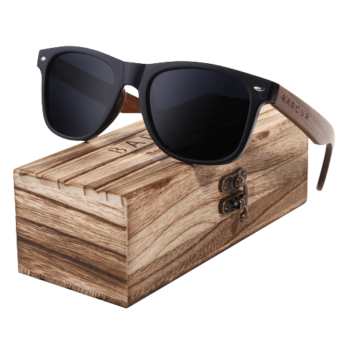 Óculos de Sol Masculino com Hastes de Madeira e Lentes Polarizadas com  Proteção UV400
