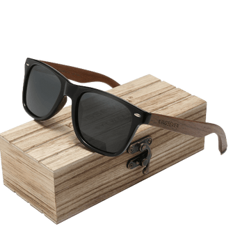 Óculos de Sol com Hastes de Madeira Natural com Lentes Polarizadas e Proteção UV400